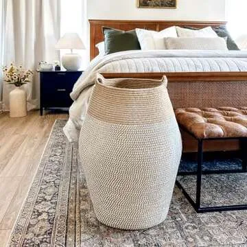 Goodpick Laundry Hamper | Large Woven Cotton Rope Basket