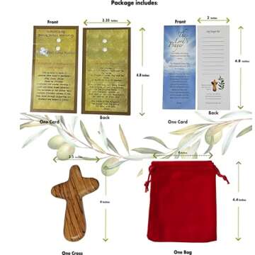 Holy Land Market Comfort/Holding Cross Also Known as Palm or Hand Cross With Velvet Bag And Two Certificates (4 Inches) (1 Count)