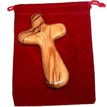Comfort Holding Cross Handmade from Holy Land Olive Wood