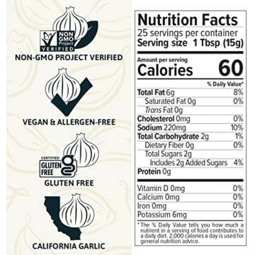 Garlic Expressions Vinaigrette Salad Dressing, Marinade | Non GMO, Vegan, Kosher, Allergen and Gluten Free Garlic Oil Vinaigrette Dressing Made with Hand-sorted Whole Fresh Garlic Cloves | 1 Pack