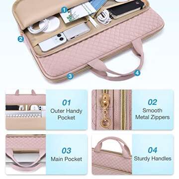 BAGSMART Laptop Sleeve Carrying Case for 13-13.3 inch Notebooks - Compatible with MacBook Pro 14 Inch and MacBook Air - Protective Bag with Pocket, Handles, Pink