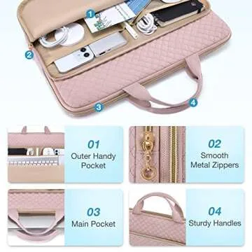 BAGSMART Laptop Sleeve Carrying Case for 13-13.3 inch Notebooks - Compatible with MacBook Pro 14 Inch and MacBook Air - Protective Bag with Pocket, Handles, Pink