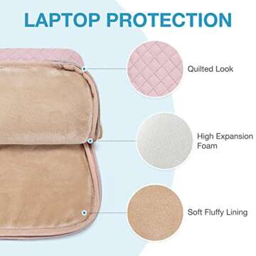 BAGSMART Laptop Sleeve Carrying Case for 13-13.3 inch Notebooks - Compatible with MacBook Pro 14 Inch and MacBook Air - Protective Bag with Pocket, Handles, Pink