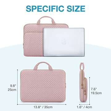 BAGSMART Laptop Sleeve Carrying Case for 13-13.3 inch Notebooks - Compatible with MacBook Pro 14 Inch and MacBook Air - Protective Bag with Pocket, Handles, Pink