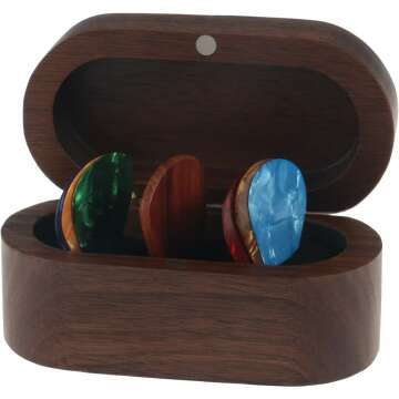Walnut Guitar Pick Holder Set with 7 Picks