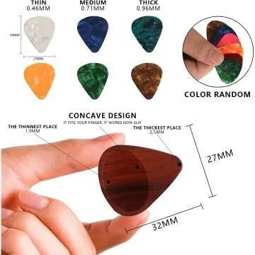 Walnut Guitar Pick Holder Set with 7 Picks