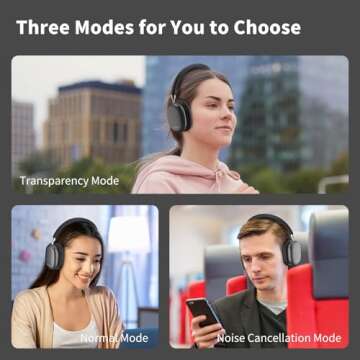 Srhythm NiceComfort 95 Hybrid Noise Cancelling Headphones,Wireless Bluetooth Headset with Transparency Mode,HD Sound