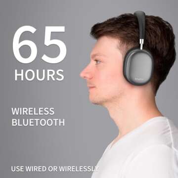 Srhythm NiceComfort 95 Hybrid Noise Cancelling Headphones,Wireless Bluetooth Headset with Transparency Mode,HD Sound