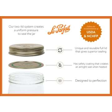 Le Parfait Familia Wiss Terrine Wide Mouth French Glass Jar w/Airtight 2-Piece System Gold Lid | Ideal for Canning, Food Storage, Meal Prep, Cake Jar & DIY Crafts | 48oz Quart/Half (Pack of 3) 1.5L