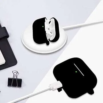 Protective Case Cover for Airpods Pro Charging Case with Ear Tips 1 Pair Kit, Air Pods Silicone Case with Soft Cute Ball Pom Pom Keychain Kit Together with Ear Buds Tips 2&1 (X, Black)