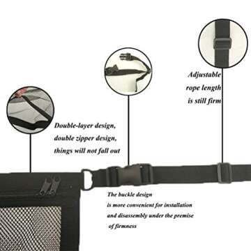 ZATOOTO Car Camping Net Pocket Cargo - SUV Ceiling Black Storage 31×21 inch Mesh Roof Organization , Travel Putting Quilt Children's Toy Towel Sundries Interior Accessories