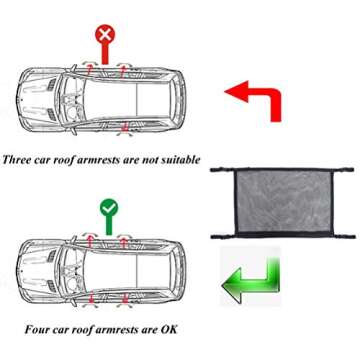 ZATOOTO Car Camping Net Pocket Cargo - SUV Ceiling Black Storage 31×21 inch Mesh Roof Organization , Travel Putting Quilt Children's Toy Towel Sundries Interior Accessories