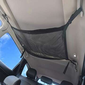 ZATOOTO Car Camping Net Pocket Cargo - SUV Ceiling Black Storage 31×21 inch Mesh Roof Organization , Travel Putting Quilt Children's Toy Towel Sundries Interior Accessories