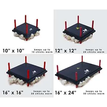 RentACoop Chick Brooder Heating Plate and Anti-Roost Cone Set - Brooder Heat Plate Warms Up to 30 Chicks - Chick Heater with 25 Adjustable Heights and 42 Watts - Safer Than Heat Lamps - 16" x 24"