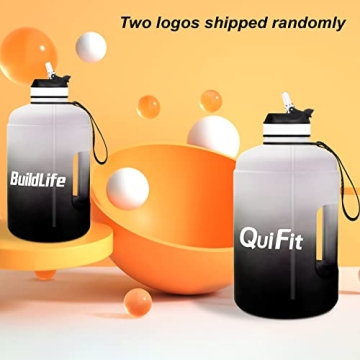 QuiFit Motivational Gallon Water Bottle with Straw