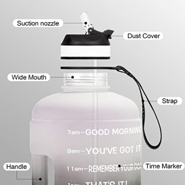 QuiFit Motivational Gallon Water Bottle with Straw