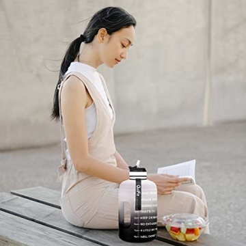 QuiFit Motivational Gallon Water Bottle with Straw