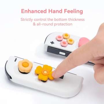 GeekShare Cross D-Pad Button Caps Set for Switch Joy Cons, Silicone ABXY Buttons & Joystick Caps (Pi...
