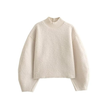 Ailoqing Womens Casual Fleece Sweatshirts Turtleneck Reverse Seam Pullover Crop Tops Fall Winter Fuz...