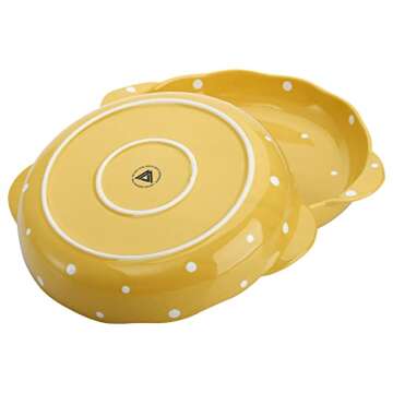 Cedilis Set of 2 Ceramic Pie Pan for Baking, 9 Inches Pie Plate with Handle, 42 Ounce Deep Dish Pie Pan, Round Baking Dish for Apple Pie, Pumpkin Pie, Yellow