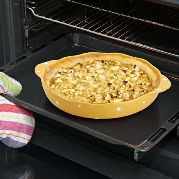 Cedilis Set of 2 Ceramic Pie Pan for Baking, 9 Inches Pie Plate with Handle, 42 Ounce Deep Dish Pie Pan, Round Baking Dish for Apple Pie, Pumpkin Pie, Yellow