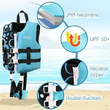 Boglia Toddler Swim Vests Jackets for Kids 20-30/30-50/50-90 Lbs 2 3 4 5 6 7 8 9yrs Infant Flaotie Boys Girls Pool Vest Neoprene Swimming Body Glove Float Vest PFD Learn to Swim Black/Blue Bubble M
