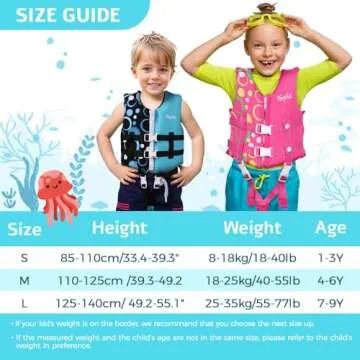 Boglia Toddler Swim Vests Jackets for Kids 20-30/30-50/50-90 Lbs 2 3 4 5 6 7 8 9yrs Infant Flaotie Boys Girls Pool Vest Neoprene Swimming Body Glove Float Vest PFD Learn to Swim Black/Blue Bubble M