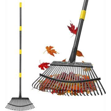 Rake, Gardening Rakes for Leaves Lawns Heavy Duty, 79 in Leaf Rake with 25 Clog-Free Tines, 18.5” ...