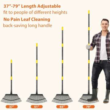 Rake, Gardening Rakes for Leaves Lawns Heavy Duty, 79 in Leaf Rake with 25 Clog-Free Tines, 18.5” Wide Large Rake Head, Metal Garden Tools for Yard Quick Cleanup Garss, Debris, Detachable for Camping