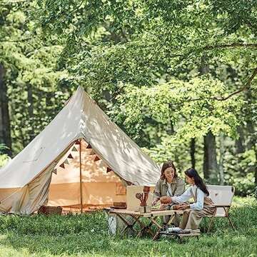 S'more Canvas Family Camping Tent for 3-4 Person, 4 Season Glamping Tent, Hot Tent with Stove Jack, ...