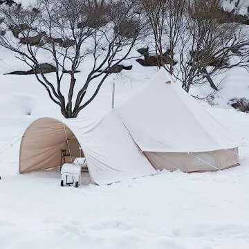 S'more Canvas Family Camping Tent for 3-4 Person, 4 Season Glamping Tent, Hot Tent with Stove Jack, Windproof, and Weather Resistant Bell, Yurt Tent