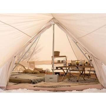 S'more Canvas Family Camping Tent for 3-4 Person, 4 Season Glamping Tent, Hot Tent with Stove Jack, Windproof, and Weather Resistant Bell, Yurt Tent