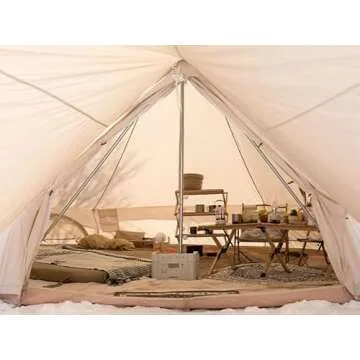 S'more Canvas Family Camping Tent for 3-4 Person, 4 Season Glamping Tent, Hot Tent with Stove Jack, Windproof, and Weather Resistant Bell, Yurt Tent