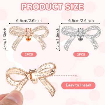 Giantree Rhinestone Bow Shoe Clips for Weddings Parties