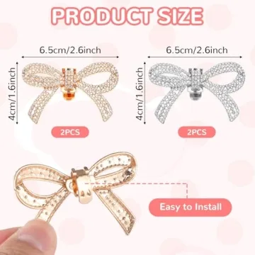 Giantree Rhinestone Bow Shoe Clips for Weddings Parties