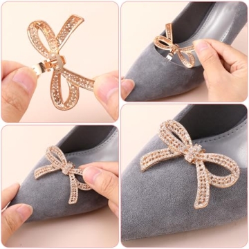 Giantree Rhinestone Bow Shoe Clips for Weddings Parties