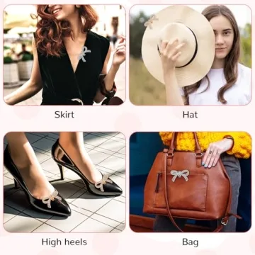 Giantree Rhinestone Bow Shoe Clips for Weddings Parties