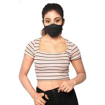 [12-Pack] Black Unisex Single-Layer Reusable and Washable Polyester Face Masks | Soft and Comfortabl...