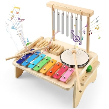 4-in-1 Kids Drum Set, Safe & Fun Musical Instruments for Toddlers