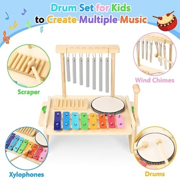 Kids 4-in-1 Drum Set - Safe Musical Play for Toddlers