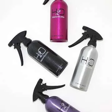 Cricket H2O Water Spray Bottle for Hair Mist – Continuous Stream, Adjustable Nozzle & Stronger Spray Bottles, Durable Aluminum, Refillable for Hair Styling & Barber Use – 14 oz, Silver