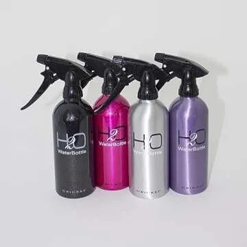 Cricket H2O Water Spray Bottle for Hair Mist – Continuous Stream, Adjustable Nozzle & Stronger Spray Bottles, Durable Aluminum, Refillable for Hair Styling & Barber Use – 14 oz, Silver