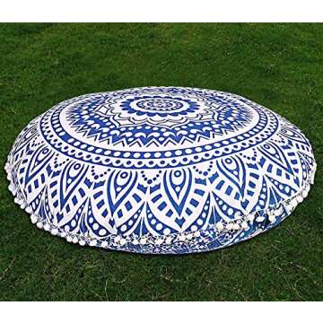 Indian Large Mandala Floor Pillow Comfortable Home Car Bed Sofa Large Mandala Floor Pillows Round Bohemian Meditation Cushion Cover Ottoman Pouf Cover