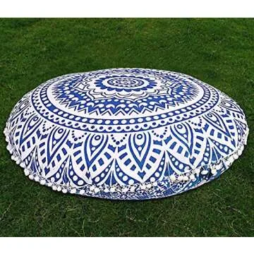 Indian Large Mandala Floor Pillow Comfortable Home Car Bed Sofa Large Mandala Floor Pillows Round Bohemian Meditation Cushion Cover Ottoman Pouf Cover