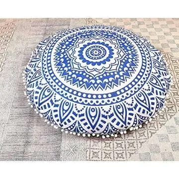 Indian Large Mandala Floor Pillow Comfortable Home Car Bed Sofa Large Mandala Floor Pillows Round Bohemian Meditation Cushion Cover Ottoman Pouf Cover