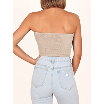 ANRABESS Crop Tube Top with Twisted Knot Design