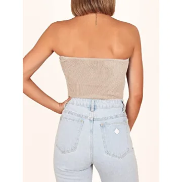 ANRABESS Crop Tube Top with Twisted Knot Design