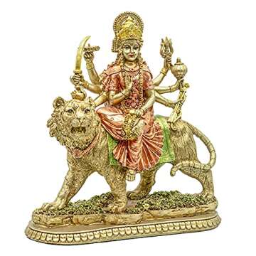 BangBangDa Hindu Goddess Durga Idol Statue - Durga On Tiger Figurine India Murti Home Mandir Temple ...