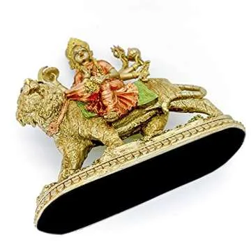 BangBangDa Hindu Goddess Durga Idol Statue - Durga On Tiger Figurine India Murti Home Mandir Temple Altar Puja Item Birthday Diwali Pooja Gifts for Indian Yoga Meditation Spritural Decor
