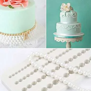 Beads Pearls Silicone Mold Fondant Decorating Mould String of Pearl Cake Decorating Sugarcraft Decorating Tool